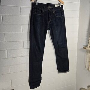 Rag & Bone Selvedge Dark Denim Jeans 31x35 Tall Long Fit 3 Straight Slim Button